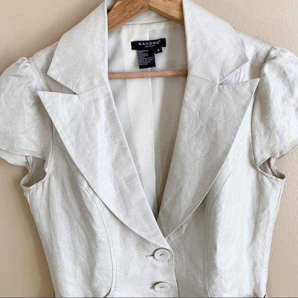 Sandro short sleeve jacket linen blend RELISTED - Picture 2 of 12